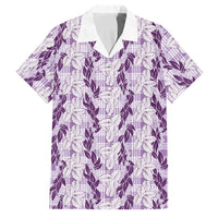 Hawaii Ti Leaf Maile Tuberose Lei Family Matching Tank Maxi Dress and Hawaiian Shirt With Hanalei Leaf Purple LT05 Dad's Shirt - Short Sleeve Purple - Polynesian Pride