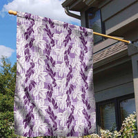 Hawaii Ti Leaf Maile Tuberose Lei Garden Flag With Hanalei Leaf Purple