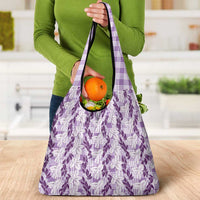 Hawaii Ti Leaf Maile Tuberose Lei Grocery Bag With Hanalei Leaf Purple