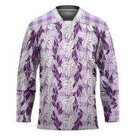 Hawaii Ti Leaf Maile Tuberose Lei Hockey Jersey With Hanalei Leaf Purple