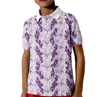 Hawaii Ti Leaf Maile Tuberose Lei Kid Polo Shirt With Hanalei Leaf Purple