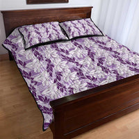 Hawaii Ti Leaf Maile Tuberose Lei Quilt Bed Set With Hanalei Leaf Purple