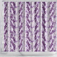 Hawaii Ti Leaf Maile Tuberose Lei Shower Curtain With Hanalei Leaf Purple