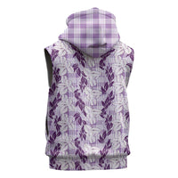 Hawaii Ti Leaf Maile Tuberose Lei Sleeveless Zip Hoodie With Hanalei Leaf Purple