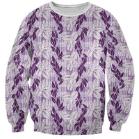 Hawaii Ti Leaf Maile Tuberose Lei Sweatshirt With Hanalei Leaf Purple