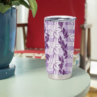 Hawaii Ti Leaf Maile Tuberose Lei Tumbler Cup With Hanalei Leaf Purple