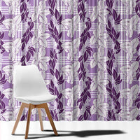 Hawaii Ti Leaf Maile Tuberose Lei Window Curtain With Hanalei Leaf Purple