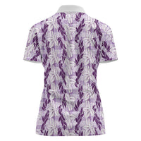 Hawaii Ti Leaf Maile Tuberose Lei Women Polo Shirt With Hanalei Leaf Purple