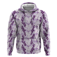 Hawaii Ti Leaf Maile Tuberose Lei Zip Hoodie With Hanalei Leaf Purple