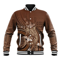 Samoa Tatau Marlin Baseball Jacket With Siapo Motifs Brown