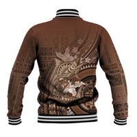 Samoa Tatau Marlin Baseball Jacket With Siapo Motifs Brown