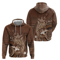 Samoa Tatau Marlin Hoodie With Siapo Motifs Brown