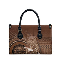 Samoa Tatau Marlin Leather Bag With Siapo Motifs Brown