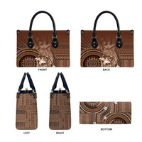 Samoa Tatau Marlin Leather Bag With Siapo Motifs Brown