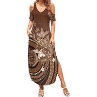 Samoa Tatau Marlin Summer Maxi Dress With Siapo Motifs Brown