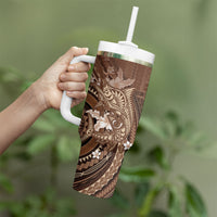 Samoa Tatau Marlin Tumbler With Handle With Siapo Motifs Brown