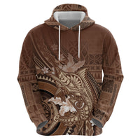 Samoa Tatau Marlin Zip Hoodie With Siapo Motifs Brown