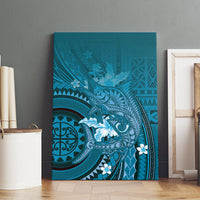 Samoa Tatau Marlin Canvas Wall Art With Siapo Motifs Teal