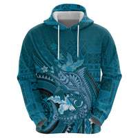Samoa Tatau Marlin Hoodie With Siapo Motifs Teal