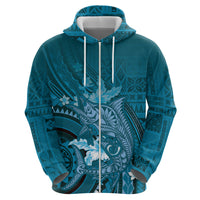 Samoa Tatau Marlin Hoodie With Siapo Motifs Teal