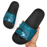 Samoa Tatau Marlin Slide Sandals With Siapo Motifs Teal