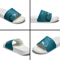 Samoa Tatau Marlin Slide Sandals With Siapo Motifs Teal
