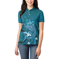 Samoa Tatau Marlin Women Polo Shirt With Siapo Motifs Teal