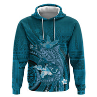 Samoa Tatau Marlin Zip Hoodie With Siapo Motifs Teal