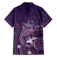 Samoa Tatau Marlin Family Matching Mermaid Dress and Hawaiian Shirt With Siapo Motifs Violet LT05 - Polynesian Pride