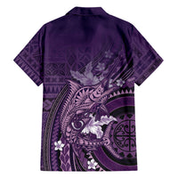 Samoa Tatau Marlin Family Matching Summer Maxi Dress and Hawaiian Shirt With Siapo Motifs Violet
