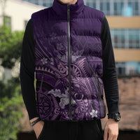 Samoa Tatau Marlin Sleeveless Puffer Jacket With Siapo Motifs Violet
