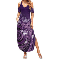 Samoa Tatau Marlin Summer Maxi Dress With Siapo Motifs Violet