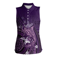 Samoa Tatau Marlin Women Sleeveless Polo Shirt With Siapo Motifs Violet