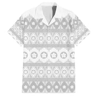 Tonga White Sunday Family Matching Short Sleeve Bodycon Dress and Hawaiian Shirt Tongan Ngatu Siale Pattern - Polynesian Pride