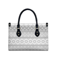 Tonga White Sunday Leather Bag Tongan Ngatu Siale Pattern - Polynesian Pride
