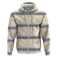 Samoa White Sunday Hoodie Samoan Tapa Yellow Hibiscus - Polynesian Pride