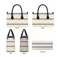 Samoa White Sunday Leather Bag Samoan Tapa Yellow Hibiscus - Polynesian Pride