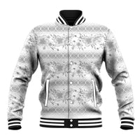 Samoa White Sunday Baseball Jacket Samoan Tapa White Hibiscus - Polynesian Pride