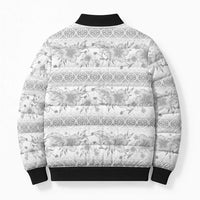 Samoa White Sunday Bomber Puffer Jacket Samoan Tapa White Hibiscus - Polynesian Pride