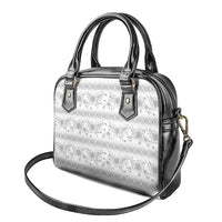 Samoa White Sunday Shoulder Handbag Samoan Tapa White Hibiscus - Polynesian Pride