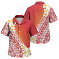 Tahiti Plumeria Tribal Pattern Family Matching Puletasi and Hawaiian Shirt Wave Style Red LT05 Son's Shirt Red - Polynesian Pride