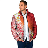 Tahiti Plumeria Tribal Pattern Padded Jacket Wave Style Red LT05 - Polynesian Pride