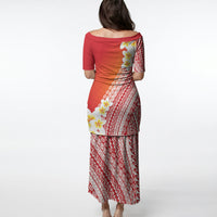 Tahiti Plumeria Tribal Pattern Puletasi Wave Style Red LT05 - Polynesian Pride