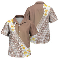 Tahiti Plumeria Tribal Pattern Family Matching Mermaid Dress and Hawaiian Shirt Wave Style Brown LT05 Son's Shirt Brown - Polynesian Pride