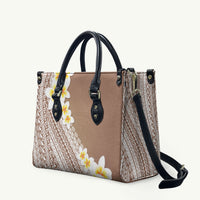 Tahiti Plumeria Tribal Pattern Leather Bag Wave Style Brown LT05 Brown - Polynesian Pride