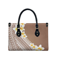 Tahiti Plumeria Tribal Pattern Leather Bag Wave Style Brown LT05 - Polynesian Pride