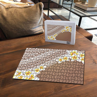 Tahiti Plumeria Tribal Pattern Puzzle Wave Style Brown LT05 - Polynesian Pride