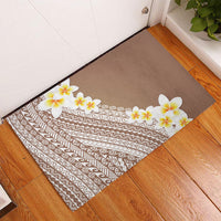 Tahiti Plumeria Tribal Pattern Rubber Doormat Wave Style Brown LT05 - Polynesian Pride
