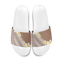 Tahiti Plumeria Tribal Pattern Slide Sandals Wave Style Brown LT05 Brown - Polynesian Pride