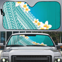 Tahiti Plumeria Tribal Pattern Auto Sun Shade Wave Style Turquoise LT05 Turquoise - Polynesian Pride